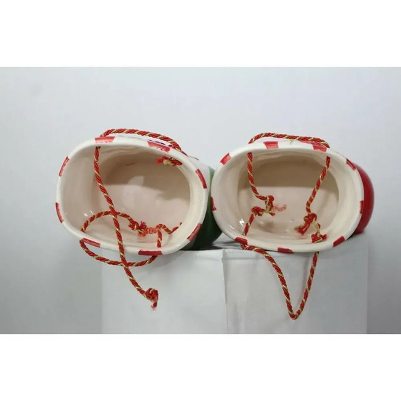 Santa holiday ceramic slippers 5in tall 4in long - Picture 4 of 4